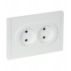 FORTE&PIANO Розетка 2-я без заземления, со шторками безвинтовое крепление 10А FP225 белый  FP-R23-10-1-K01  IEK