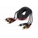 Шнур 3 RCA - 3 RCA, длина 1,5 метра, черный (GOLD)  17-0212  REXANT