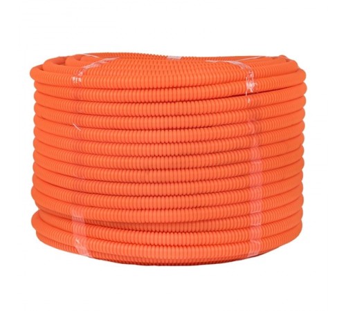 Труба гибкая гофрированная ПНД 16мм с протяжкой Plast (100м) оранжевый  tpnd-16-o  EKF