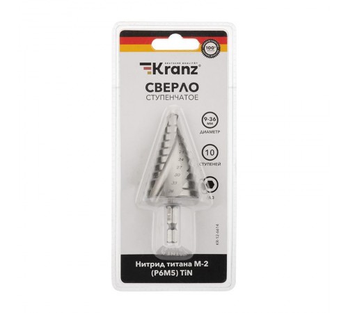 Сверло по металлу ступенчатое 9,0-36,0 мм "ТИТАН"  KR-12-6614  Kranz