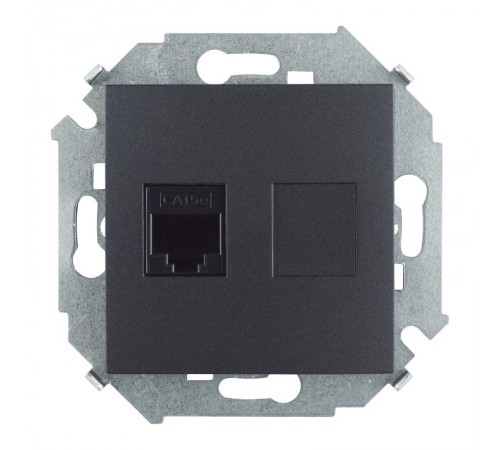 Simon 15 Графит Розетка компьютерная  RJ45 кат.5e (AMP)  1591551-038  Simon
