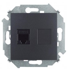Simon 15 Графит Розетка компьютерная  RJ45 кат.5e (AMP)  1591551-038  Simon