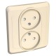 Этюд Кремовый С/У Розетка 2-ая без заземления с защитными шторками  PC16-006K  SE