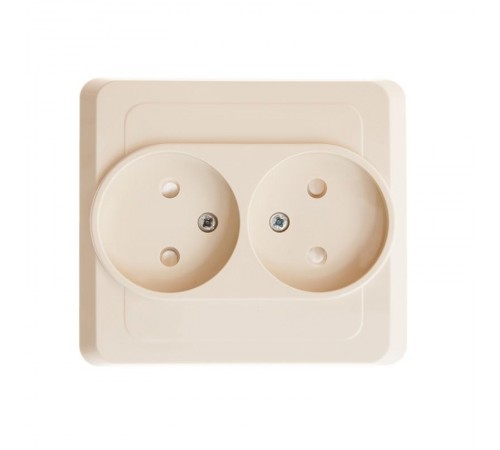 Этюд Кремовый С/У Розетка 2-ая без заземления с защитными шторками  PC16-006K  SE