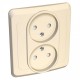 Этюд Кремовый С/У Розетка 2-ая без заземления с защитными шторками  PC16-006K  SE