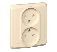Этюд Кремовый С/У Розетка 2-ая без заземления с защитными шторками  PC16-006K  SE