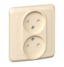 Этюд Кремовый С/У Розетка 2-ая без заземления с защитными шторками  PC16-006K  SE