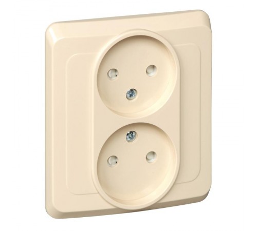 Этюд Кремовый С/У Розетка 2-ая без заземления с защитными шторками  PC16-006K  SE