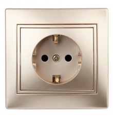 1-202-04 Intro Розетка 2P+E Schuko, 16А-250В, IP20, СУ, Plano, шампань  Б0030059  Intro