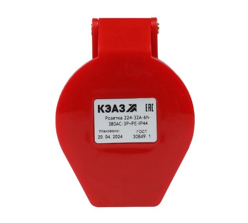 Розетка 224-32А-6h-380AC-3P+PE-IP44  222752  КЭАЗ