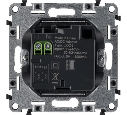 Valena LIFE Белый Зарядное устройство с 2-мя USB-разьемами тип А-тип С 240В/5В 3000мА С лицевой панелью  753106  Legrand