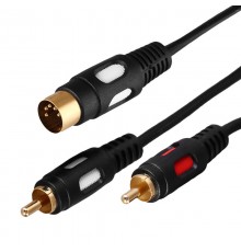 Шнур DIN 5 Pin - 2 RCA, длина 1,5 метра (GOLD)  17-2512  REXANT