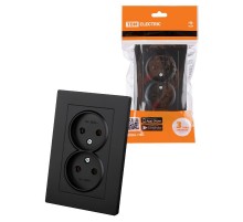 Розетка двойная 2П 10А 250В черная "Сенеж"  SQ1816-0274  TDM