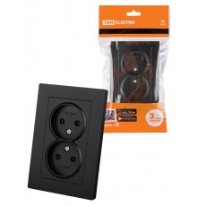 Розетка двойная 2П 10А 250В черная "Сенеж"  SQ1816-0274  TDM