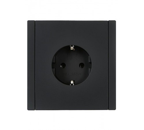 FORTE&PIANO Розетка с заземлением безвинтовое крепление 16А FP114 черный  FP-R11-16-1-K02  IEK