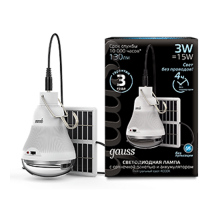Лампа светодиодная Led A60 3W 130lm 4000K с солнечной панелью 1/40  902102203  Gauss
