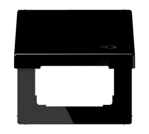 Рамка с подпружиненной крышкой для механизмов 50*50, с символом "Вилка" LS990BFKLSOCSW Jung