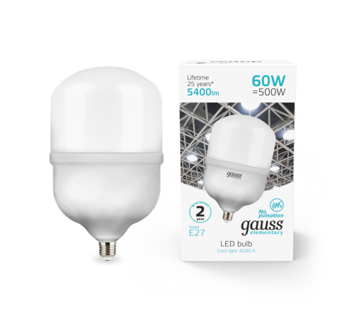 Лампа светодиодная Elementary LED T160 E27 60W 5400lm 5400lm 180-240V 4000K  63226  Gauss