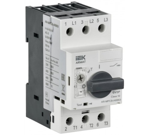 ARMAT Автоматический выключатель защиты двигателя A6 GV2P 4-6,3А  AR-MPCB-A6B63  IEK