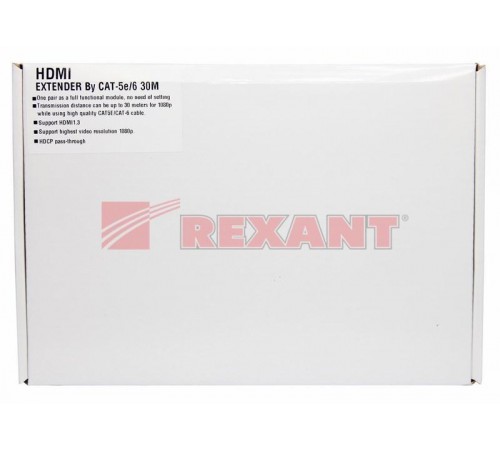 HDMI удлинитель по витой паре RJ-45(8P-8C) кат. 5е/6, передатчик+приемник  17-6906  REXANT