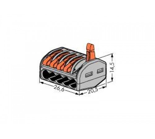 Клемма универсальная 5-проводная 0.08 - 2.5 (4)мм.кв. (уп/40шт)  222-415  WAGO