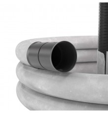 Труба двустенная гибкая дренажная 110мм, SN8, с геофильтром, перфорация 360 град., черный  141911A-8K  DKC