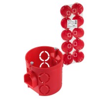 Коробка установочная СП D68х62мм, углубленная, саморезы, стык. узлы, красная, IP20, (10 шт)  SQ1402-2906  TDM