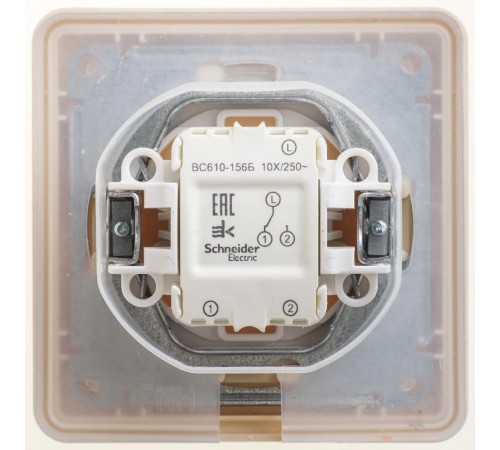 W59 Aqua Слоновая кость Переключатель 1-клавишный, 10AX, IP44, (в сборе)  VS610-156B-28  SE