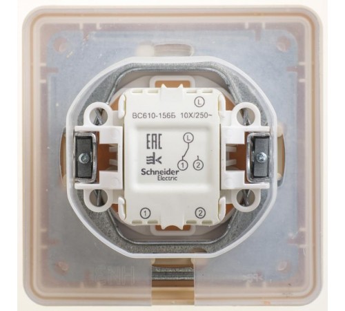 W59 Aqua Слоновая кость Переключатель 1-клавишный, 10AX, IP44, (в сборе)  VS610-156B-28  SE