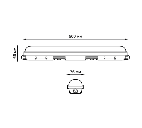 Светильник светодиодный промышленный линейный ССП-176 EVO IP65 600*76*66 18W 1950lm 4000K мат соед.в линию 1/12  864424218  Gauss