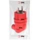 V9-RED-IP44 ЭРА Вилка каучуковая с/з 90град с кольцом 16A IP44 красная  Б0044549  ЭРА