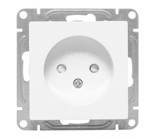 Механизм розетки, 16А, без заземления, со шторками, белый Эпика EKF  UP1-SOW-101  EKF