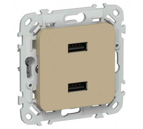 FLITE Розетка USB A+A 2,1А РЮ-2-ФлХ хаки  FI-U21-D31-K59  IEK