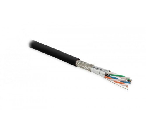 Кабель витая пара SFTP4-C6A-S23-OUT-PE-BK-500(500м)эк(S/FTP),к6a,4п(23AWG),одн(solid),каж.п.в ф,общ.эк-мед.оп,д.вне.пр.,PE,чер.  359207  Hyperline