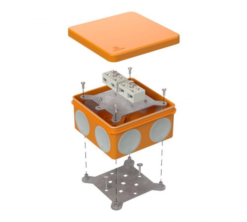 Коробка огнестойкая для о/п двухкомпонентная 60-0300-FR6.0-4-4-Р Е15-Е60 100х100х50 IP66   разветвительная 60-0300-FR6.0-4-4-Р  Промрукав