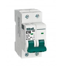 Выключатель автоматический без теплозащиты двухполюсный ВА-103М2P 10А характеристика C 6кА  12510DEK  Dekraft