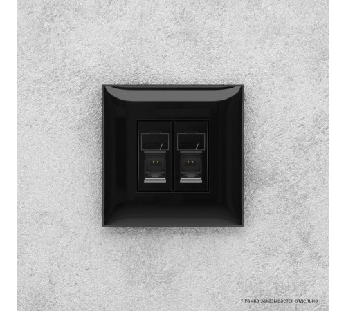 Розетка RJ-45 в стену, 5e двойная, Avanti, "Черный квадрат"  4402464  DKC