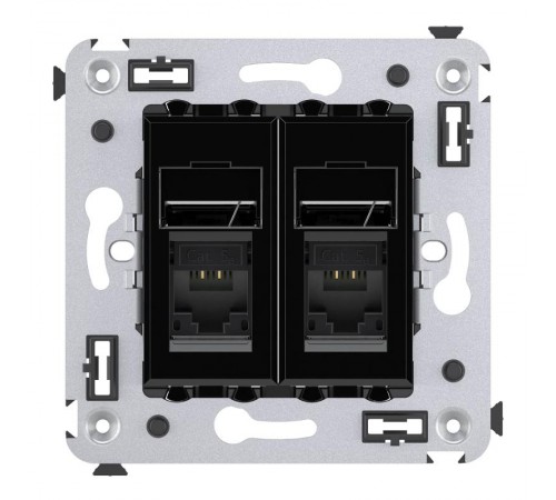 Розетка RJ-45 в стену, 5e двойная, Avanti, "Черный квадрат"  4402464  DKC
