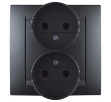 Simon 15 Графит Розетка двойная б/з, 16А 250В, винт. зажим  1590457-038  Simon