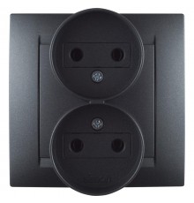 Simon 15 Графит Розетка двойная б/з, 16А 250В, винт. зажим  1590457-038  Simon