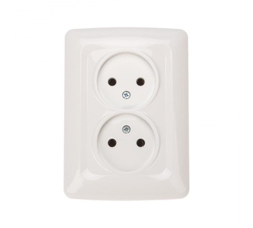 DEA Розетка 2-ая керамика б/з с/у 10А Бел  KR-78-0219  Kranz