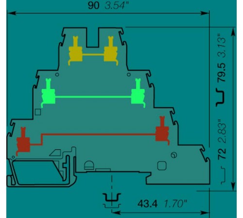 Клемма D4/6.T3.V0, 3-уровневая клемма, винт., 4мм.кв.  1SNA299683R0100  TE