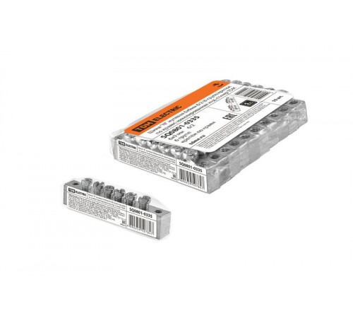 Шина "N" нулевая 6х9мм 6/2 (6 групп/крепеж по краям) никелированная инд. стикер  SQ0801-0335  TDM