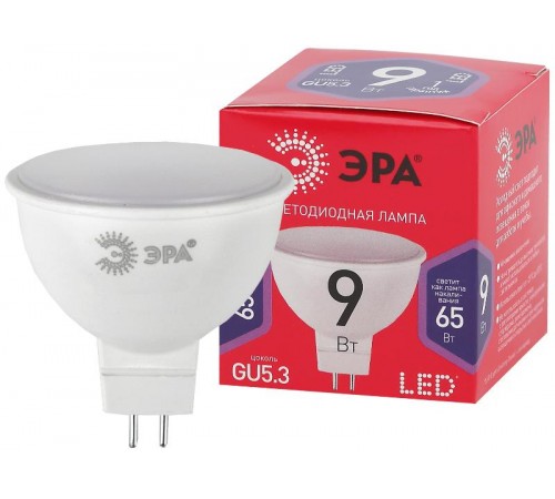 Лампа светодиодная ЭКО LED MR16-9W-865-GU5.3 R (диод, софит, 9Вт, хол, GU5.3)  Б0045353  ЭРА