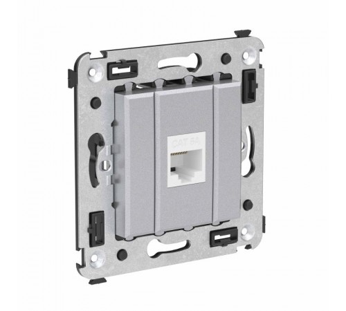 Компьютерная розетка RJ-45 без шторки в стену, кат.6А одинарная, "Avanti", "Закаленная сталь"  4404673  DKC
