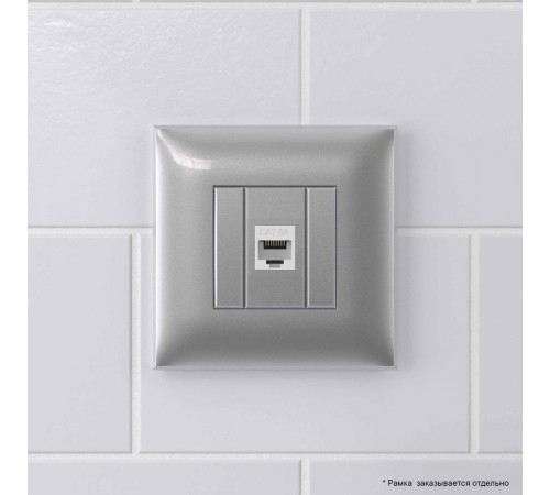 Компьютерная розетка RJ-45 без шторки в стену, кат.6А одинарная, "Avanti", "Закаленная сталь"  4404673  DKC