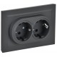 BRITE Розетка 2-ая с заземлением со шторками 16А в сборе РСш12-3-БрГ графит  BR-R24-16-K53-F  IEK