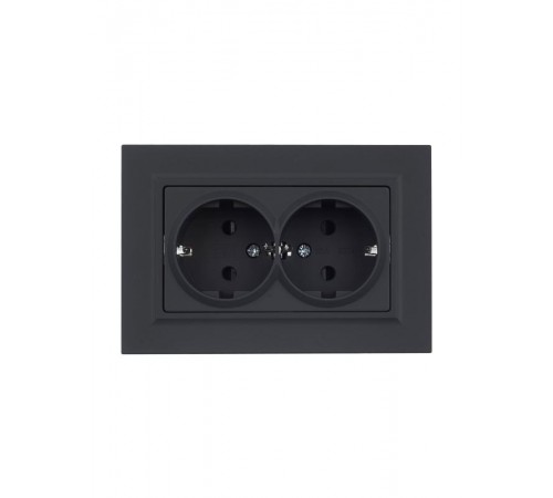 BRITE Розетка 2-ая с заземлением со шторками 16А в сборе РСш12-3-БрГ графит  BR-R24-16-K53-F  IEK