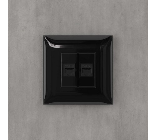 Компьютерная розетка RJ-45 без шторки в стену, кат.5е двойная, "Avanti", "Черный квадрат"  4402664  DKC