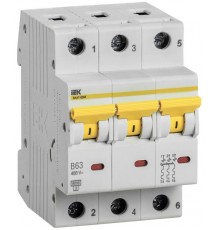 Выключатель автоматический трехполюсный ВА47-60 63А B 6кА  MVA41-3-063-B  IEK